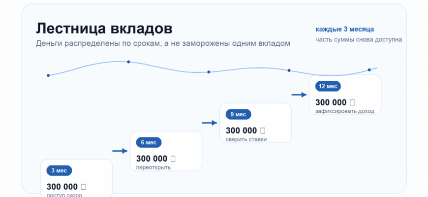 Лестница вкладов со сроками 3, 6, 9 и 12 месяцев